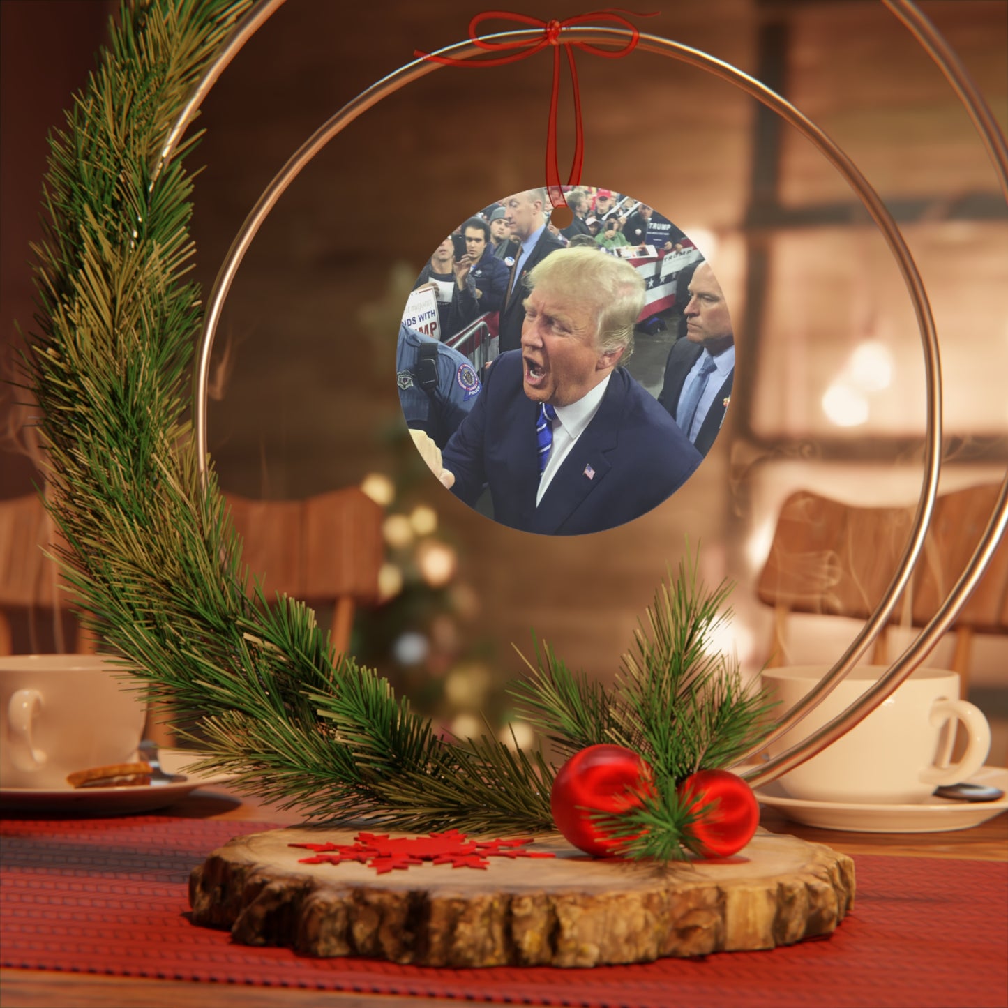 Custom Trump-USA Aluminum Christmas Ornament