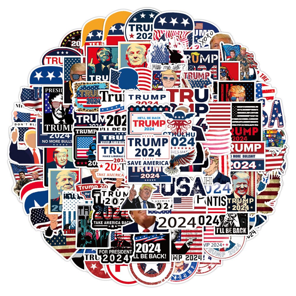 Trump 2024 Waterproof Stickers Decals 10 / 30 / 50 / 100 PACKS