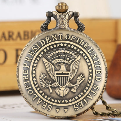 Trump Presidential Seal / White House Quartz Pocket Watch w/Chain