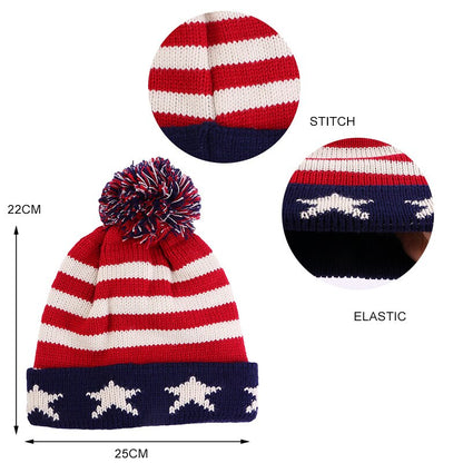 Patriotic American Flag USA knit winter hat