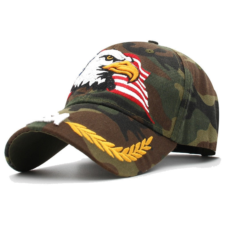 Patriotic Bald Eagle USA Flag Navy Hat / Cap Embroidered