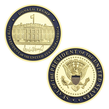 The White House Gold Plated Souvenir Coin 45th President Donald Trump Commemorative Coin