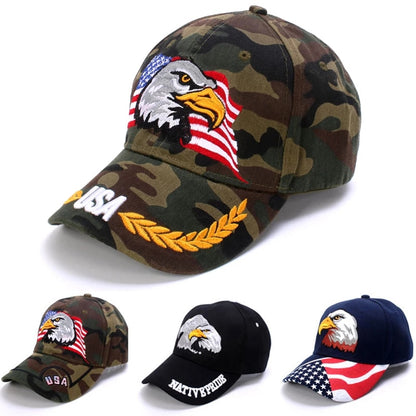 Patriotic Bald Eagle USA Flag Navy Hat / Cap Embroidered