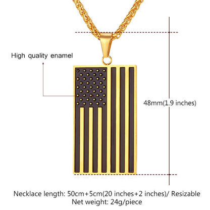 Stainless Steel American Flag USA Patriot Dog Tag Pendant Necklaces & keychains