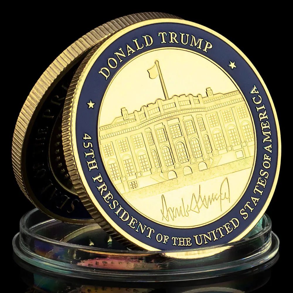 The White House Gold Plated Souvenir Coin 45th President Donald Trump Commemorative Coin