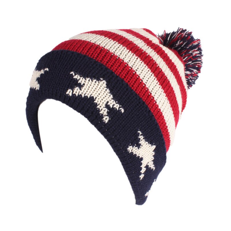 Patriotic American Flag USA knit winter hat