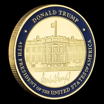 The White House Gold Plated Souvenir Coin 45th President Donald Trump Commemorative Coin