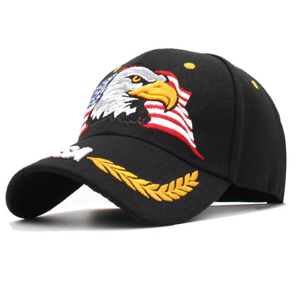 Patriotic Bald Eagle USA Flag Navy Hat / Cap Embroidered