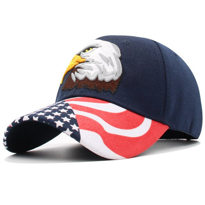 Patriotic Bald Eagle USA Flag Navy Hat / Cap Embroidered